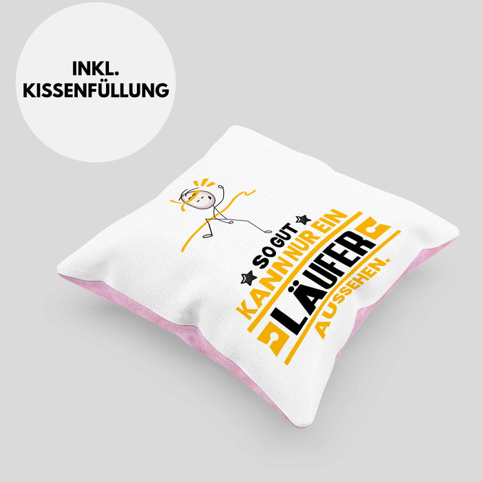 Läufer Geschenk Kissen mit Füllung 40x40 So Gut Kann Nur Ein Läufer Aussehen Geschenkidee (Grau) Rosa Trendation