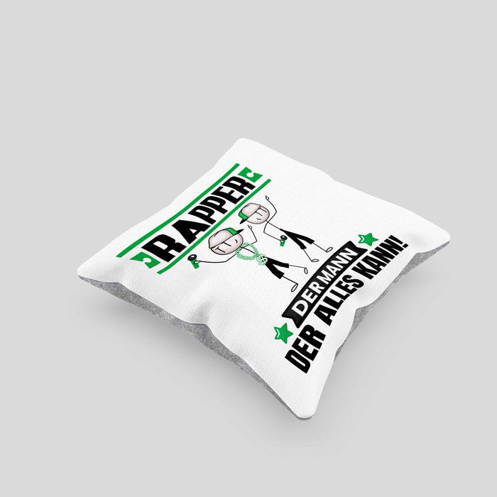 Rapper Kissen mit Füllung 40x40 Geschenk für Rapper Der Mann Der Alles Kann Geschenkidee zum Geburtstag (Grau) Grau Trendation