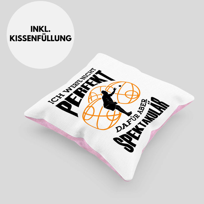 Boule Kissen mit Füllung 40x40 Geschenk Boule-Spieler Geschenkidee Spruch Ich Werfe Nicht toll Spektakulär (Grau) Rosa Trendation