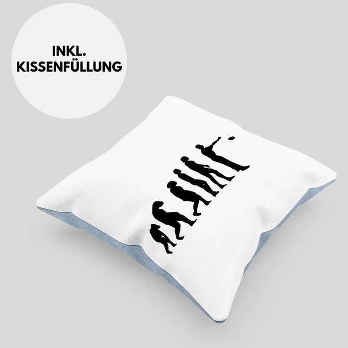 Boule Kissen mit Füllung 40x40 Geschenk Boule-Spieler Geschenkidee Spruch Evolution Boule (Grau) Blau Trendation