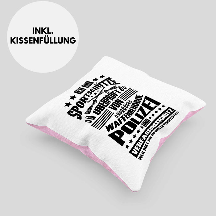 Lustige Schießen-Kissen mit Füllung 40x40 für Sportschützen Geschenk Ich Bin Sportschütze (Grau) Rosa Trendation