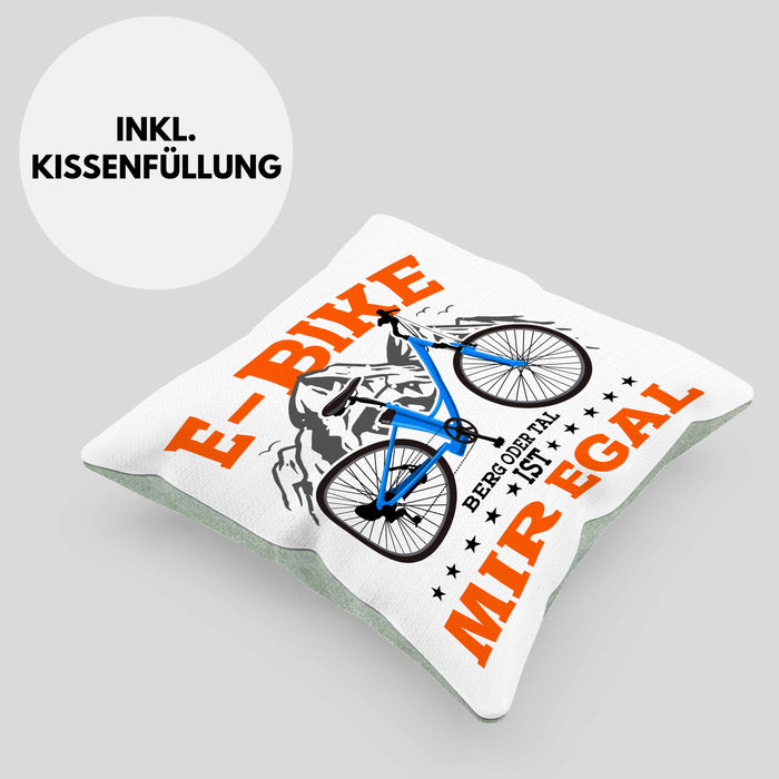 Lustige Kissen mit Füllung 40x40 E-Bike Fans Geschenk E-Bike Sprüche Geschenkidee (Grau) Grün Trendation