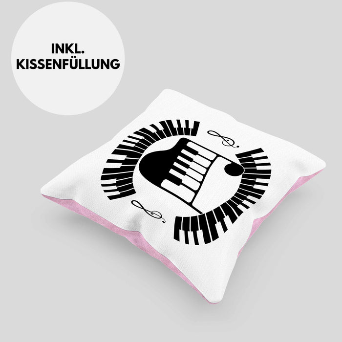 Piano-Spieler Kissen mit Füllung 40x40 Geschenk Klavier Geschenkidee Flügel Musiker Klavier Klavier-Spieler (Grau) Rosa Trendation