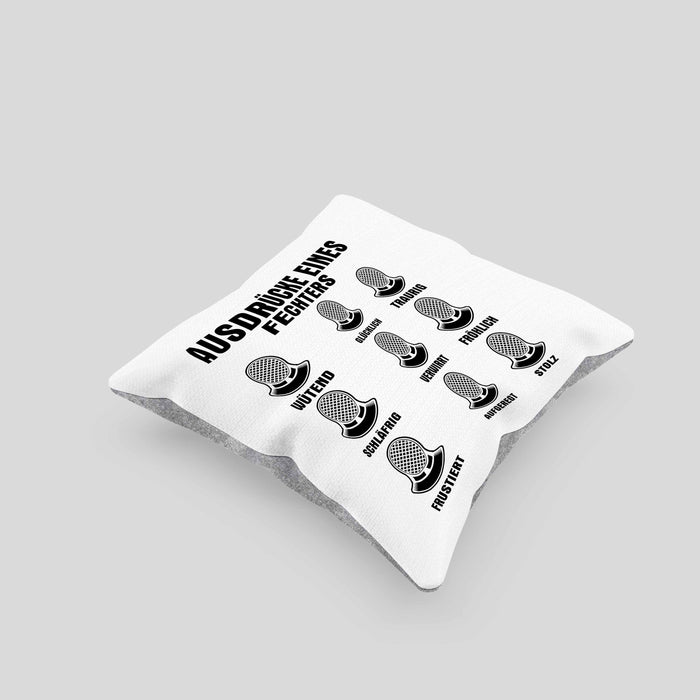 Fechter Geschenk Kissen mit Füllung 40x40 Geschenkidee Fechten Ausdrücke Eines Fechters Lustiger Spruch (Grau) Grau Trendation