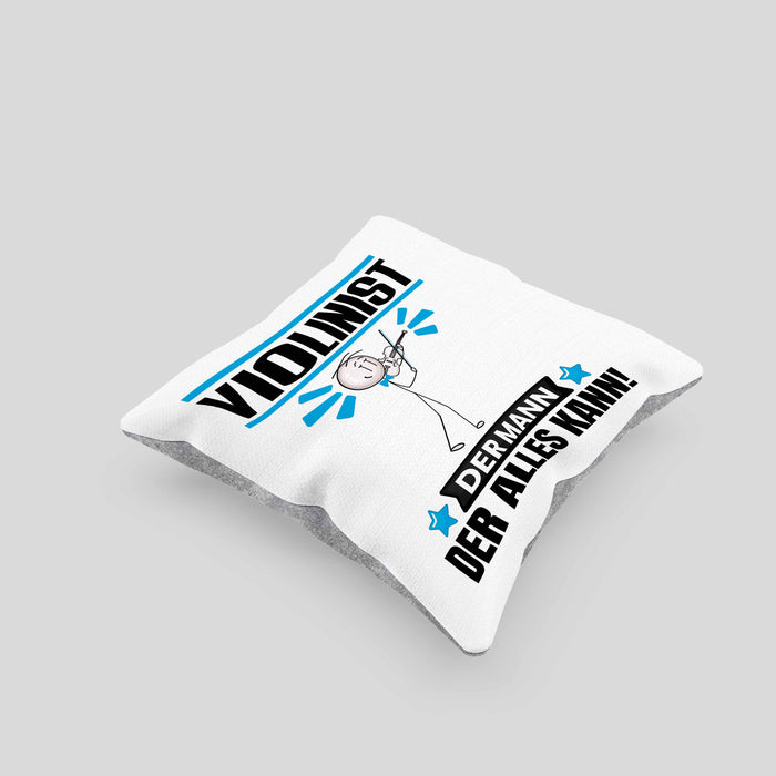 Violinist Kissen mit Füllung 40x40 Geschenk für Violinist Der Mann Der Alles Kann Geschenkidee zum Geburtstag (Grau) Grau Trendation