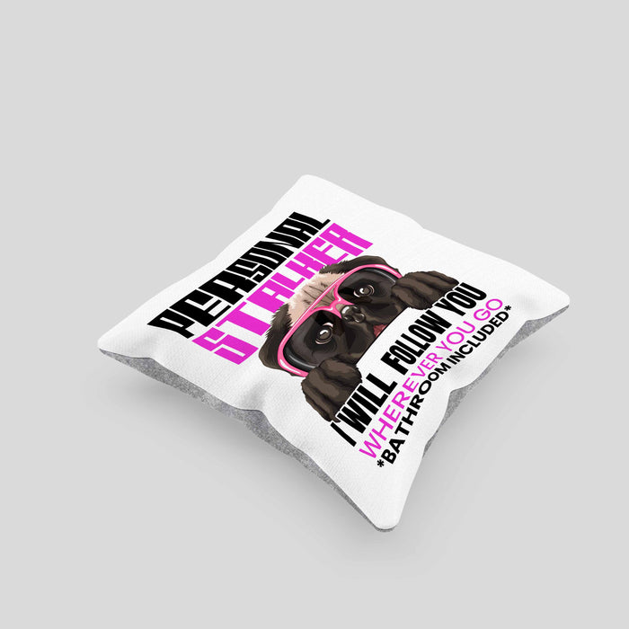 Mops Besitzerin Kissen mit Füllung 40x40 Geschenk Lustiger Spruch Geschenkidee Personal Stalker (Grau) Grau Trendation