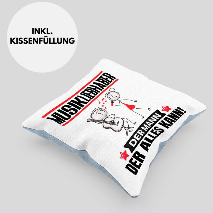 Musikliebhaber Kissen mit Füllung 40x40 Geschenk für Musikliebhaber Der Mann Der Alles Kann Geschenkidee zum Geburtstag (Grau) Blau Trendation