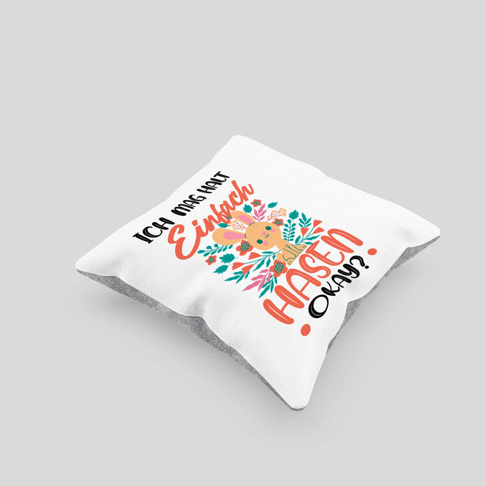 Hasen-Liebhaber Kissen mit Füllung 40x40 Geschenk Ich Mag Halt Einfach Hasen Okay Geschenkidee Mädchen (Grau) Grau Trendation