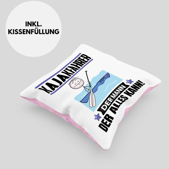 Kajakfahrer Kissen mit Füllung 40x40 Geschenk für Kajakfahrer Der Mann Der Alles Kann Geschenkidee zum Geburtstag (Grau) Rosa Trendation