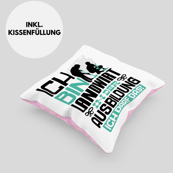 Landwirt Ausbildung Kissen mit Füllung 40x40 Geschenk Ich Bin Landwirt In Der Ausbildung Ich Darf Das Geschenkidee Spruch (Grau) Rosa Trendation