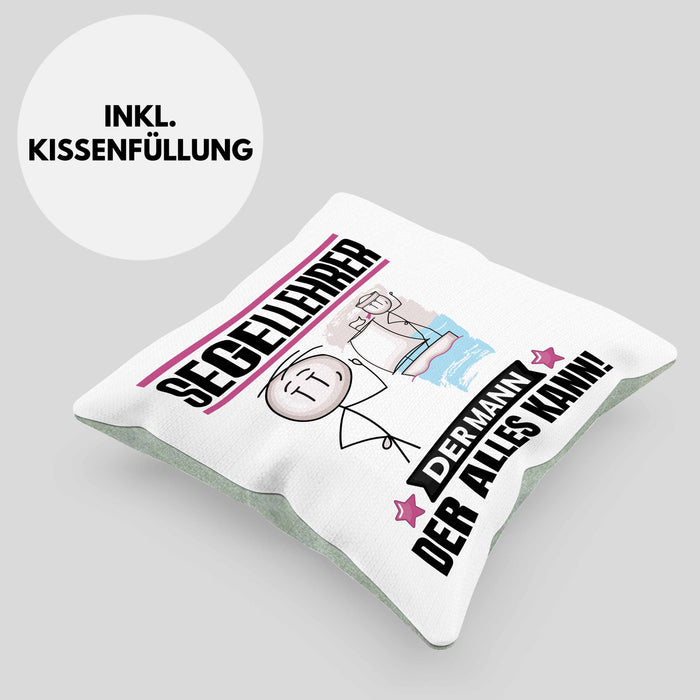 Segellehrer Kissen mit Füllung 40x40 Geschenk für Segellehrer Der Mann Der Alles Kann Geschenkidee zum Geburtstag (Grau) Grün Trendation