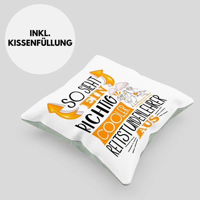 Reitstundenlehrer Kissen mit Füllung 40x40 So Sieht Ein Richtig Cooler Reitstundenlehrer Aus Geschenk Lustiger Spruch Geschenkidee (Grau) Grün Trendation