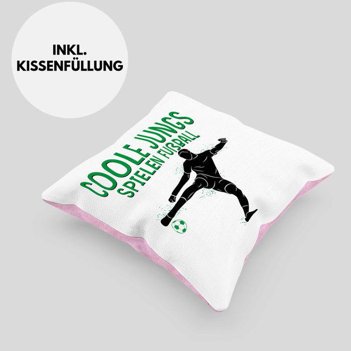 Fußballspieler Kissen mit Füllung 40x40 Geschenk Coole Jungs Spielen Fußball Geschenkidee Jungen (Grau) Rosa Trendation