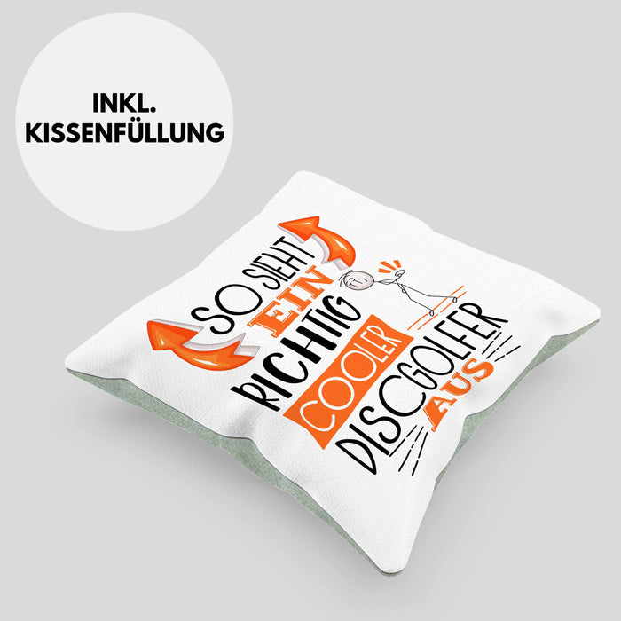 So Sieht Ein Richtig Cooler Discgolfer Aus Geschenk Kissen mit Füllung 40x40 Lustiger Spruch Geschenkidee (Grau) Grün Trendation