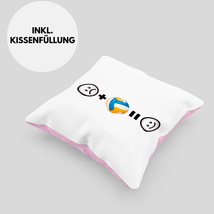 Volleyball Kissen mit Füllung 40x40 Geschenkidee für Volleyball-Spieler Geburtstag Lustiges Geschenk :( + Volleyball = :) (Grau) Rosa Trendation