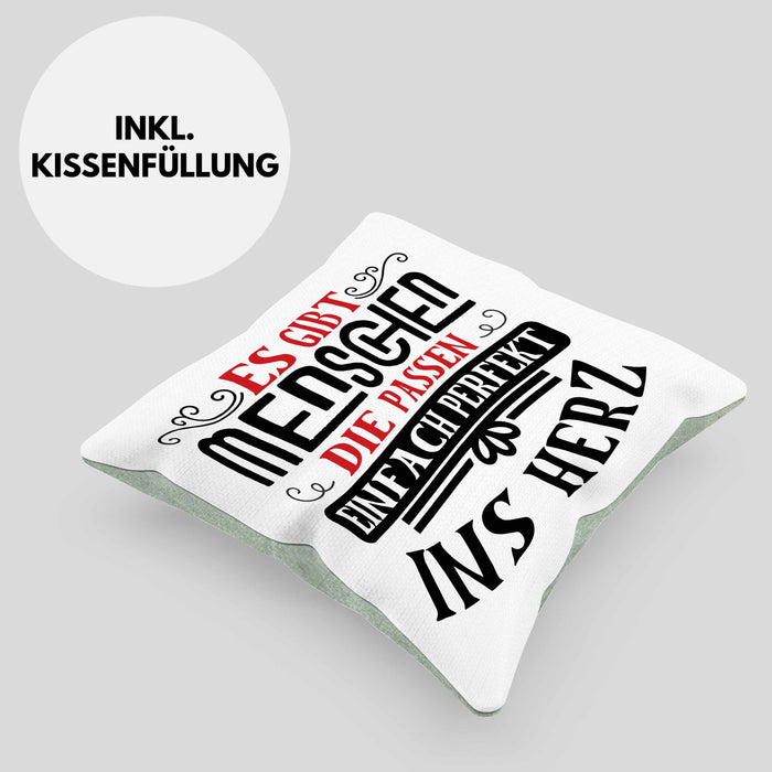 Liebste Person Geschenk Kissen mit Füllung 40x40 Es Gibt Menschen Die Passen Einfach Perfekt Ins Herz Geschenkidee Beste Freundin (Grau) Grün Trendation