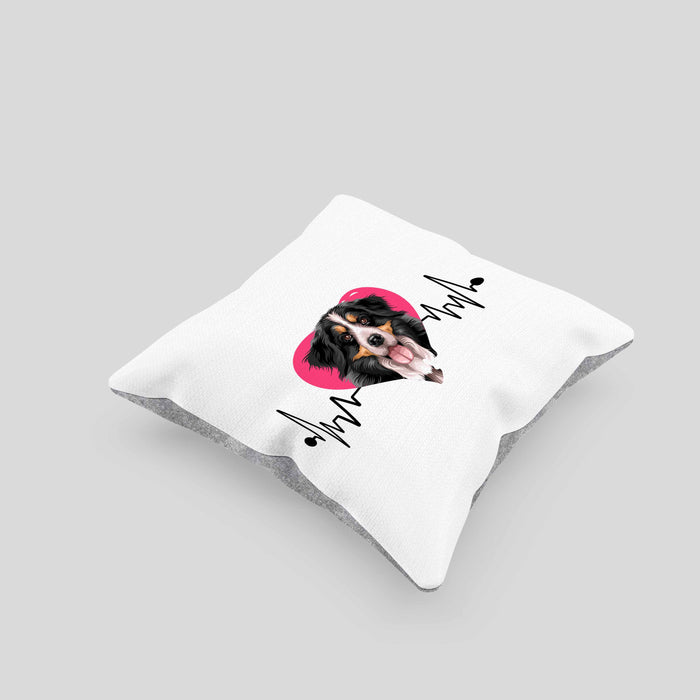 Berner Sennen Besitzer Kissen mit Füllung 40x40 Geschenk Lustiger Spruch Geschenkidee Herzschlag Berner Sennen (Grau) Grau Trendation