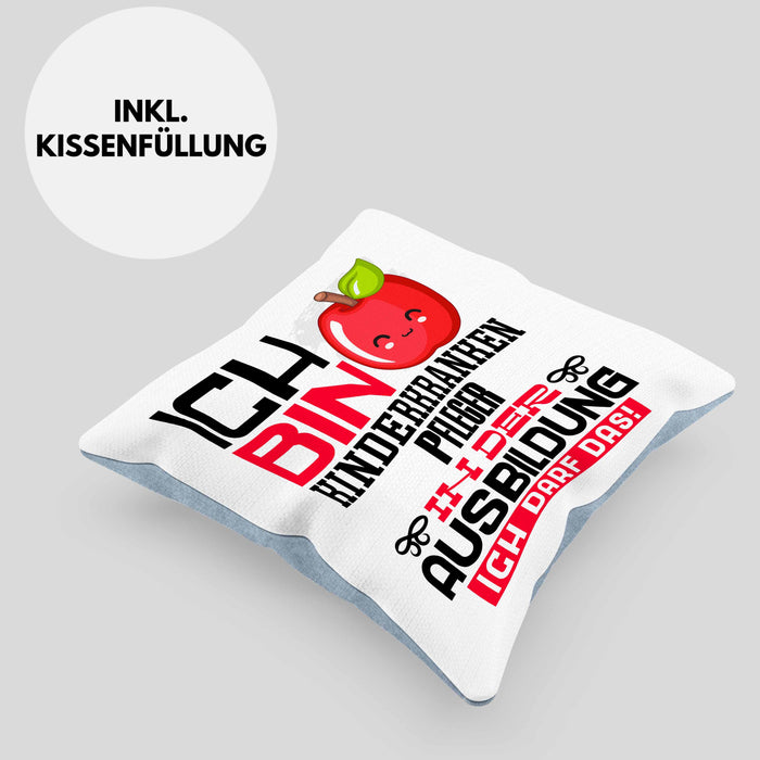 Kinderkrankenpfleger Ausbildung Kissen mit Füllung 40x40 Geschenk Ich Bin Kinderkrankenpfleger In Der Ausbildung Ich Darf Das Geschenkidee Spruch (Grau) Blau Trendation