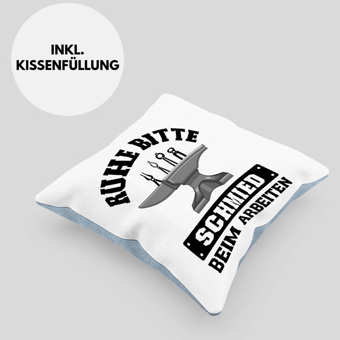 Schmied Geschenke Kissen mit Füllung 40x40 mit Spruch Hufschmied Geschenkidee (Grau) Blau Trendation