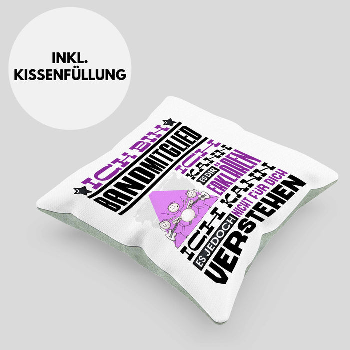 Bandmitglied Geschenk Kissen mit Füllung 40x40 Geschenkidee für Bandmitglied Geburtstag Lustig Ich Bin Bandmitglied Ich Kann Es Dir Erklären Aber Nicht Für Dich Verstehen (Grau) Grün Trendation