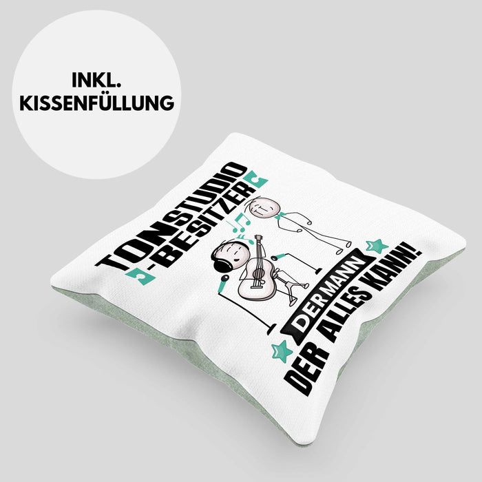 Tonstudio-Besitzer Kissen mit Füllung 40x40 Geschenk für Tonstudio-Besitzer Der Mann Der Alles Kann Geschenkidee zum Geburtstag (Grau) Grün Trendation