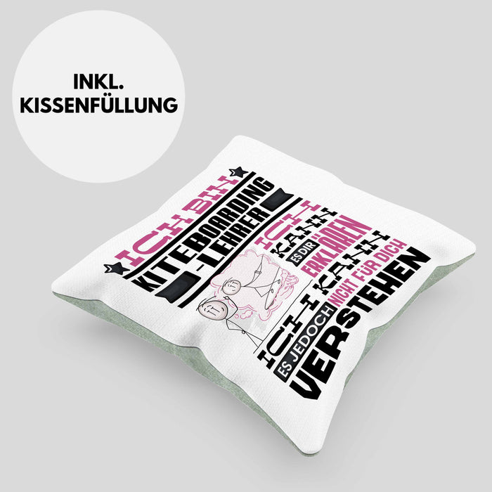 Kiteboarding-Lehrer Geschenk Kaffee-Kissen mit Füllung 40x40 Geschenkidee für Kiteboarding-Lehrer Ich Bin Kiteboarding-Lehrer Ich Kann Es Dir Erklären Jedoch Nicht Für Dich Verstehen Spruch Lustig (Grau) Grün Trendation