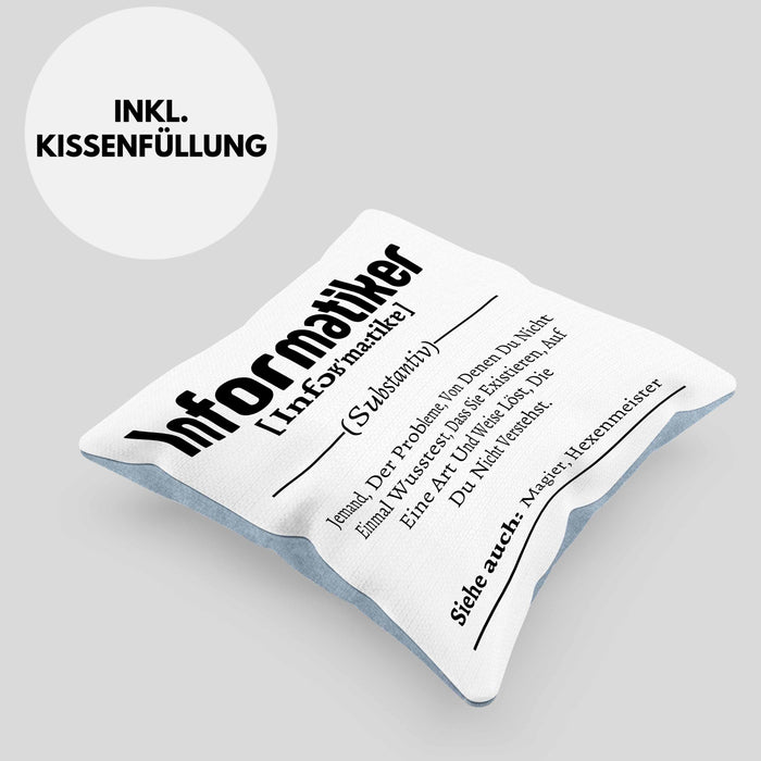 Informatiker Geschenk Kissen mit Füllung 40x40 Geschenkidee für Informatiker IT-Experte Softwareentickler (Grau) Blau Trendation