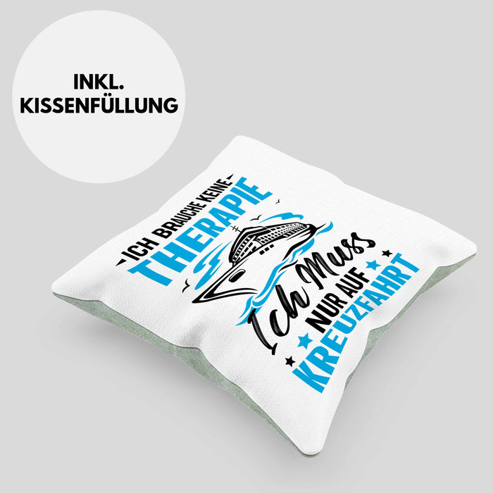 Kreuzfahrt Geschenk Kissen mit Füllung 40x40 Verkündung Geschenkidee für Kreuzfahrt-Fans Schiff (Grau) Grün Trendation