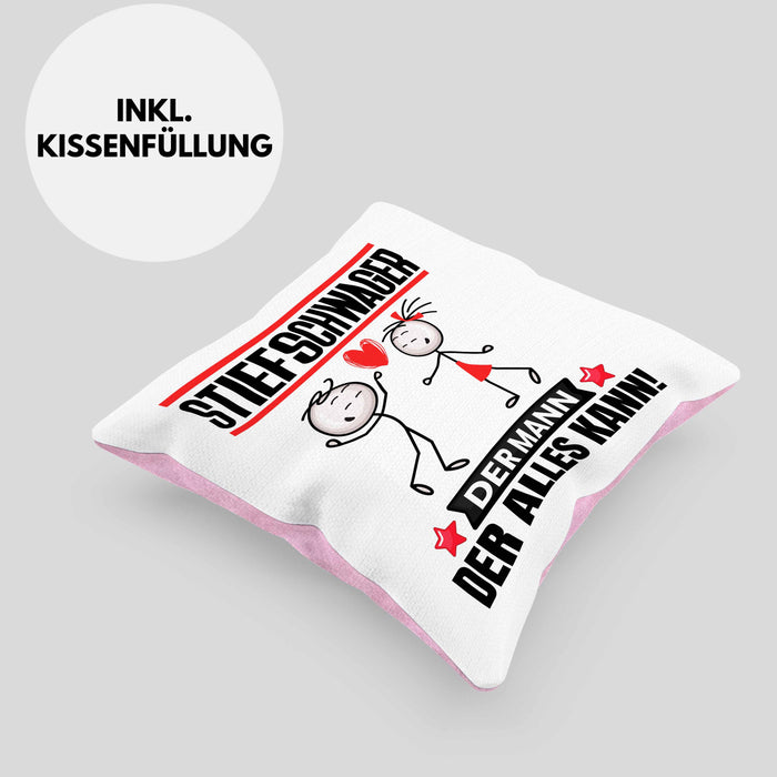 Stiefschwager Kissen mit Füllung 40x40 Geschenk für Stiefschwager Der Mann Der Alles Kann Geschenkidee zum Geburtstag (Grau) Rosa Trendation
