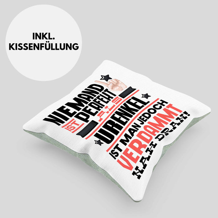 Urenkel Geschenk Kissen mit Füllung 40x40 Lustige Geschenkidee für Urenkel Geburtstag Niemand Ist Perfekt Aber Als Urenkel Ist Man Nah Dran (Grau) Grün Trendation