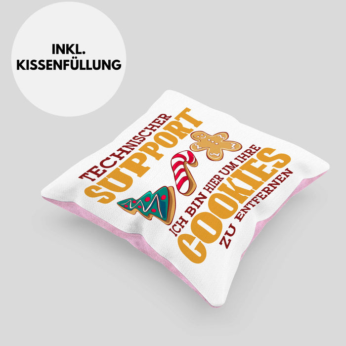 Lustige Kissen mit Füllung 40x40 Technischer Support "Ich bin hier, um Ihre Cookies zu entfernen" Geschenk für Tech-Enthusiasten (Grau) Rosa Trendation