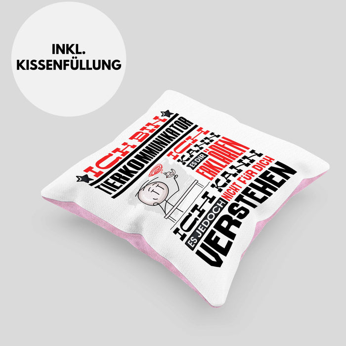 Tierkommunikator Geschenk Kaffee-Kissen mit Füllung 40x40 Geschenkidee für Tierkommunikator Ich Bin Tierkommunikator Ich Kann Es Dir Erklären Jedoch Nicht Für Dich Verstehen Spruch Lustig (Grau) Rosa Trendation
