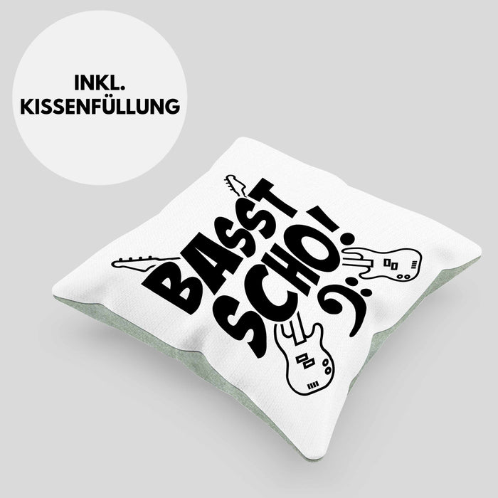 Bassist Kissen mit Füllung 40x40 Geschenk Bass-Spieler Geschenkidee Basst Scho ! (Grau) Grün Trendation