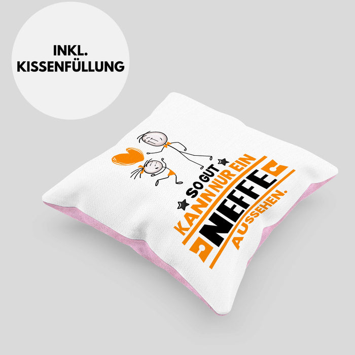 Neffe Geschenk Kissen mit Füllung 40x40 So Gut Kann Nur Ein Neffe Aussehen Geschenkidee (Grau) Rosa Trendation