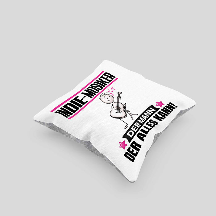 Indie-Musiker Kissen mit Füllung 40x40 Geschenk für Indie-Musiker Der Mann Der Alles Kann Geschenkidee zum Geburtstag (Grau) Grau Trendation