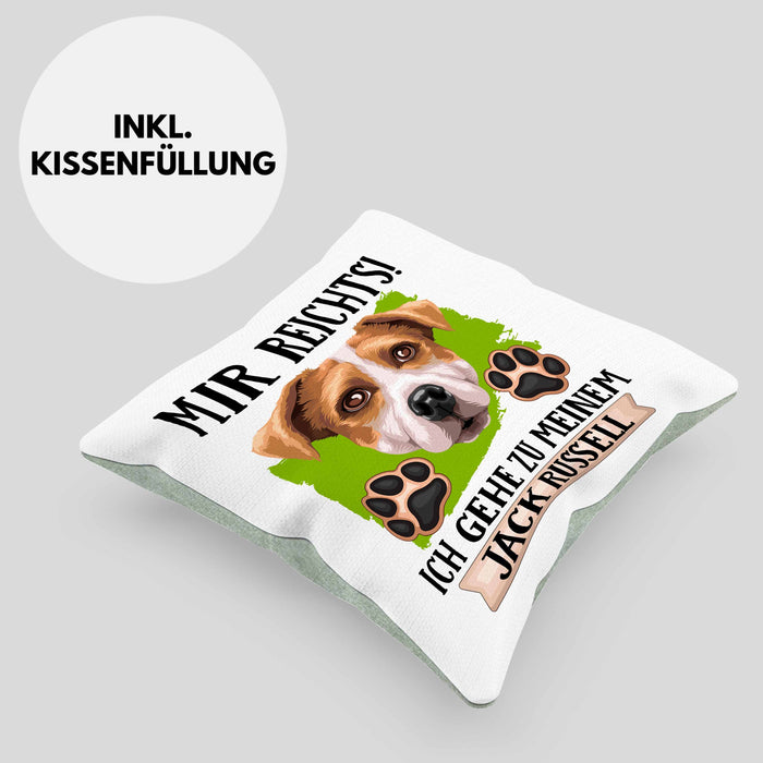 Jack Russel Besitzer Kissen mit Füllung 40x40 Geschenk Lustiger Spruch Geschenkidee Mir Reichts Ich Geh Zu Meinem Jack Russel (Grau) Grün Trendation
