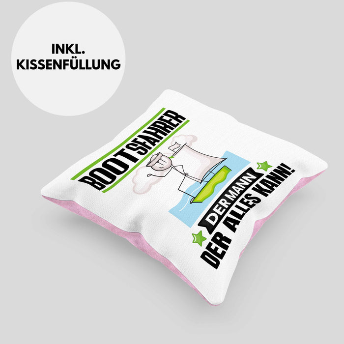 Bootsfahrer Kissen mit Füllung 40x40 Geschenk für Bootsfahrer Der Mann Der Alles Kann Geschenkidee zum Geburtstag (Grau) Rosa Trendation
