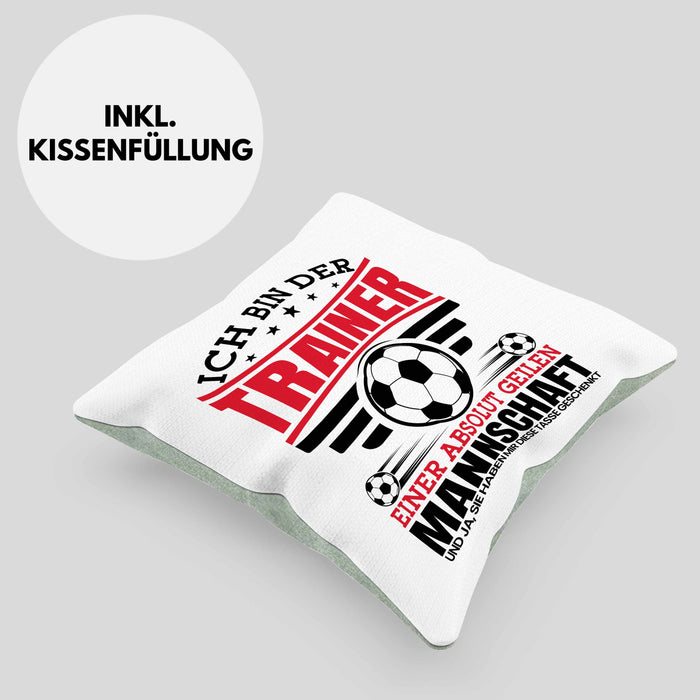 Fußball-Trainer Kissen mit Füllung 40x40 Geschenk Coach Bester Trainer Ich Bin Der Trainer Einer Absolut Geilen Mannschaft Und Ja Sie Haben Mir Diese Kissen mit Füllung 40x40 Geschenkt (Grau) Grün Trendation
