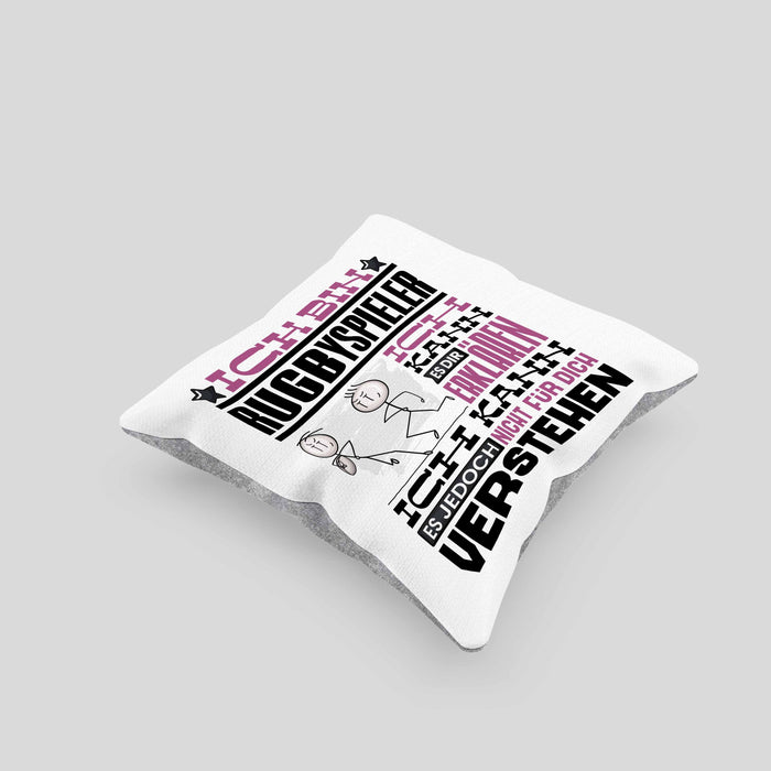 Rugbyspieler Geschenk Kaffee-Kissen mit Füllung 40x40 Geschenkidee für Rugbyspieler Ich Bin Rugbyspieler Ich Kann Es Dir Erklären Jedoch Nicht Für Dich Verstehen Spruch Lustig (Grau) Grau Trendation