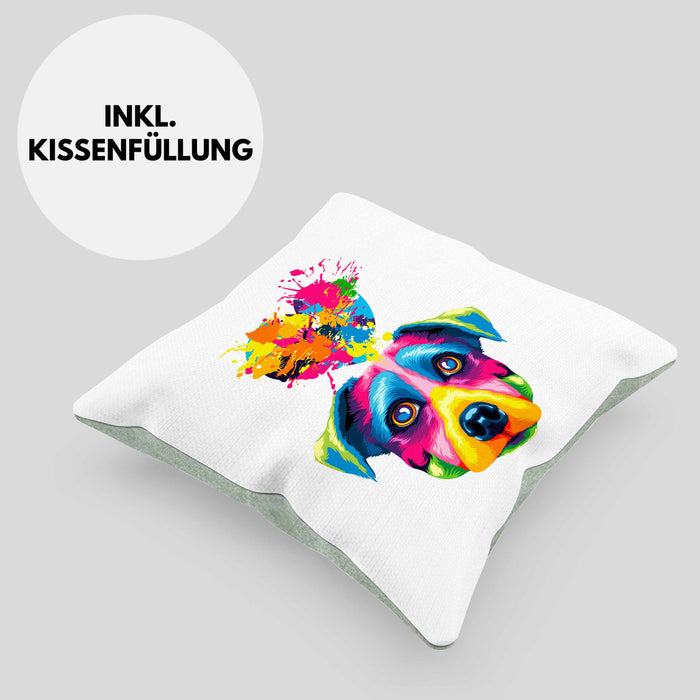 Jack Russell Herz Farbe Besitzer Kissen mit Füllung 40x40 Geschenk Lustiger Spruch Geschenkidee Jack Russell Liebhaber (Grau) Grün Trendation