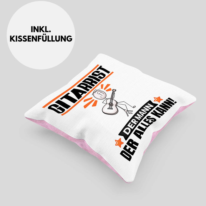 Gitarrist Kissen mit Füllung 40x40 Geschenk für Gitarrist Der Mann Der Alles Kann Geschenkidee zum Geburtstag (Grau) Rosa Trendation