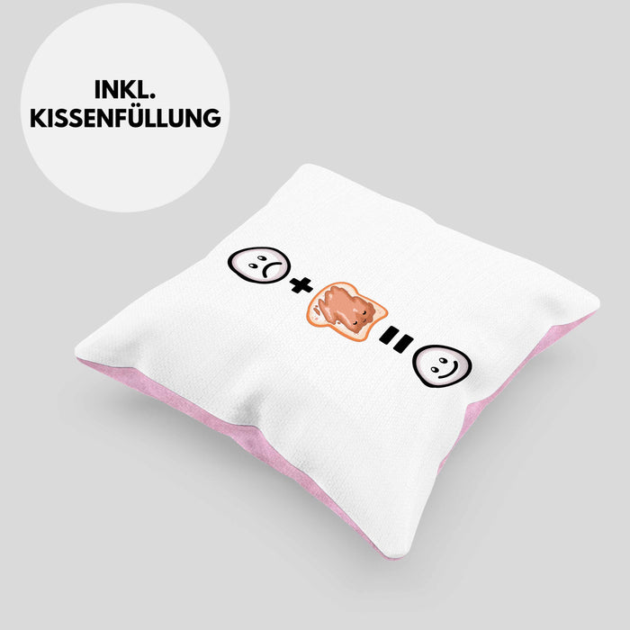 Erdnussbutter Kissen mit Füllung 40x40 Geschenk für Erdnussbutter-Liebhaber Lustige Geschenkidee :( + Peanutbutter = :) Geburtstag (Grau) Rosa Trendation