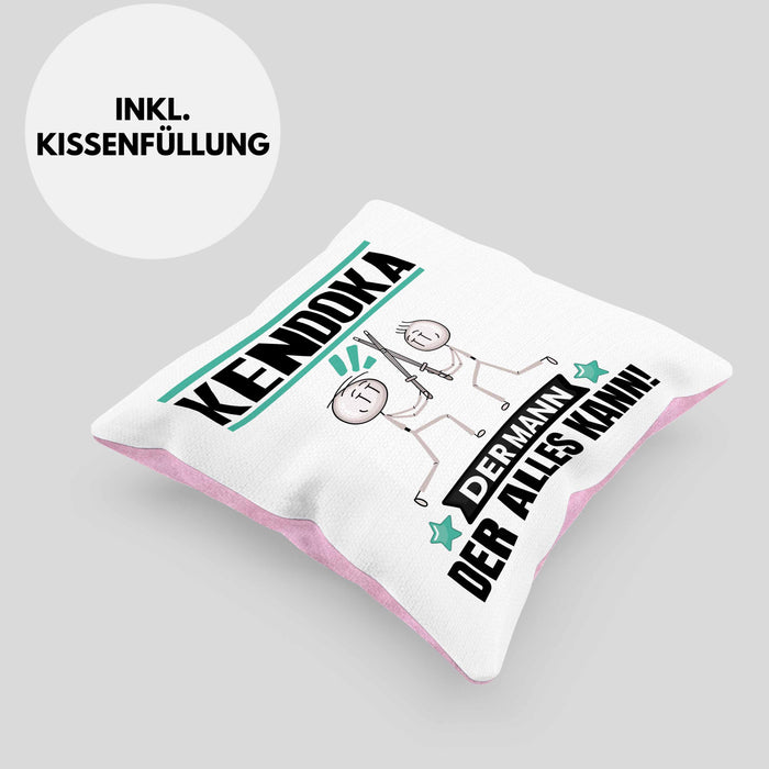 Kendoka Kissen mit Füllung 40x40 Geschenk für Kendoka Der Mann Der Alles Kann Geschenkidee zum Geburtstag (Grau) Rosa Trendation