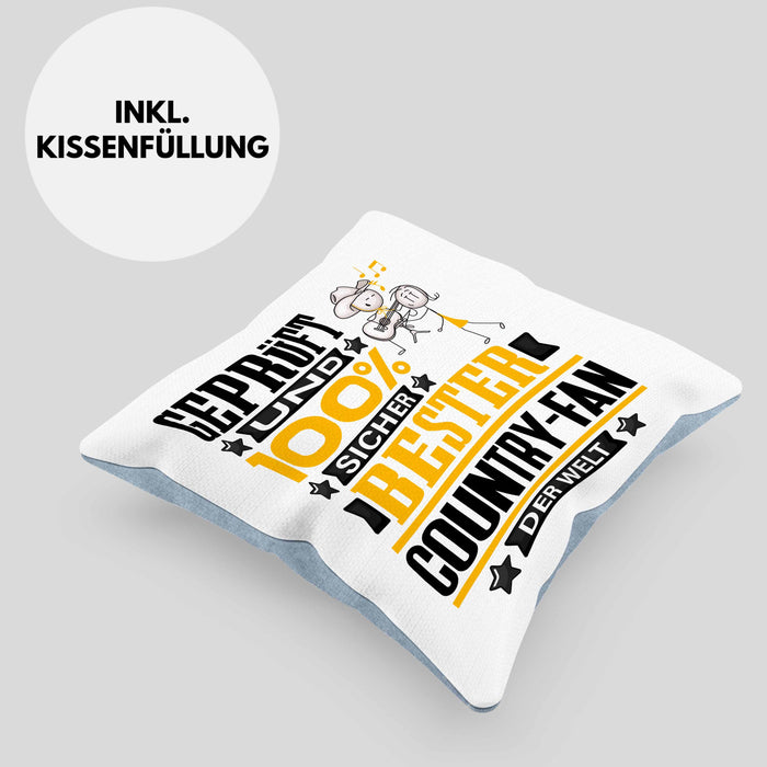 Country-Fan Geschenk Lustiger Spruch für Country-Fan Geschenkidee Bester Country-Fan Der WeltKissen mit Füllung 40x40 (Grau) Blau Trendation