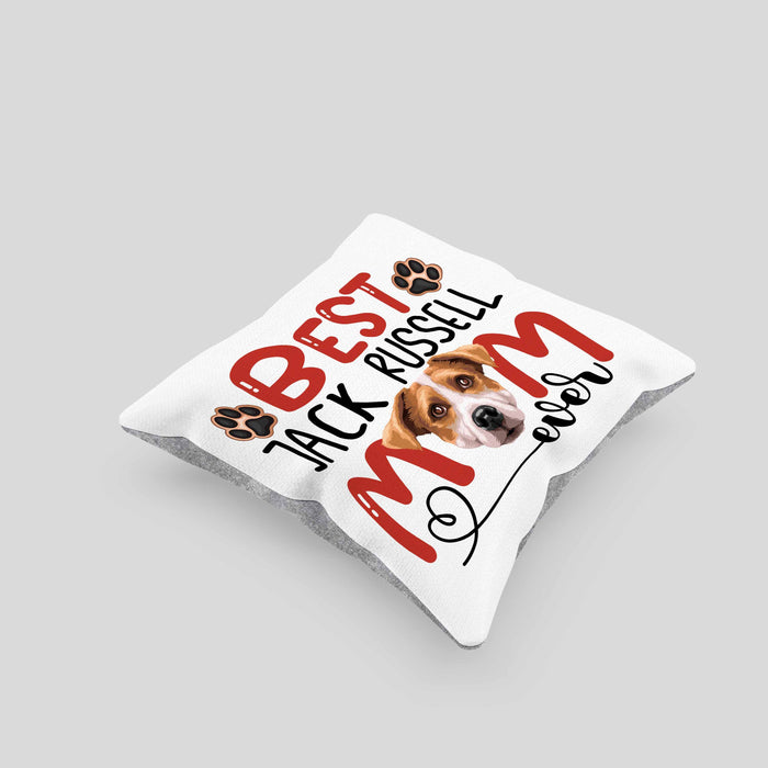 Jack Russell Mom Besitzerin Kissen mit Füllung 40x40 Geschenk Lustiger Spruch Geschenkidee Besitzerin Jack Russell Mama (Grau) Grau Trendation