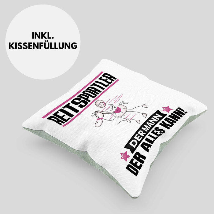 Reitsportler Kissen mit Füllung 40x40 Geschenk für Reitsportler Der Mann Der Alles Kann Geschenkidee zum Geburtstag (Grau) Grün Trendation
