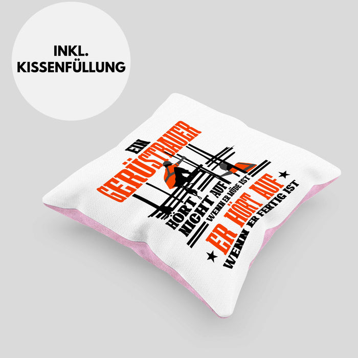 Kissen mit Füllung 40x40 für Gerüstbauer Geschenk Spuch Männer Gerüstbau (Grau) Rosa Trendation