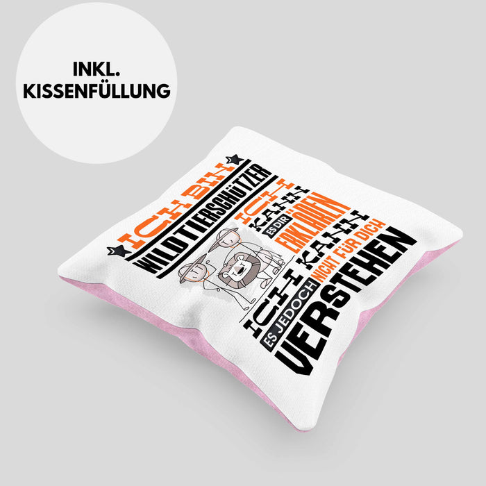 Wildtierschützer Geschenk Kaffee-Kissen mit Füllung 40x40 Geschenkidee für Wildtierschützer Ich Bin Wildtierschützer Ich Kann Es Dir Erklären Jedoch Nicht Für Dich Verstehen Spruch Lustig (Grau) Rosa Trendation