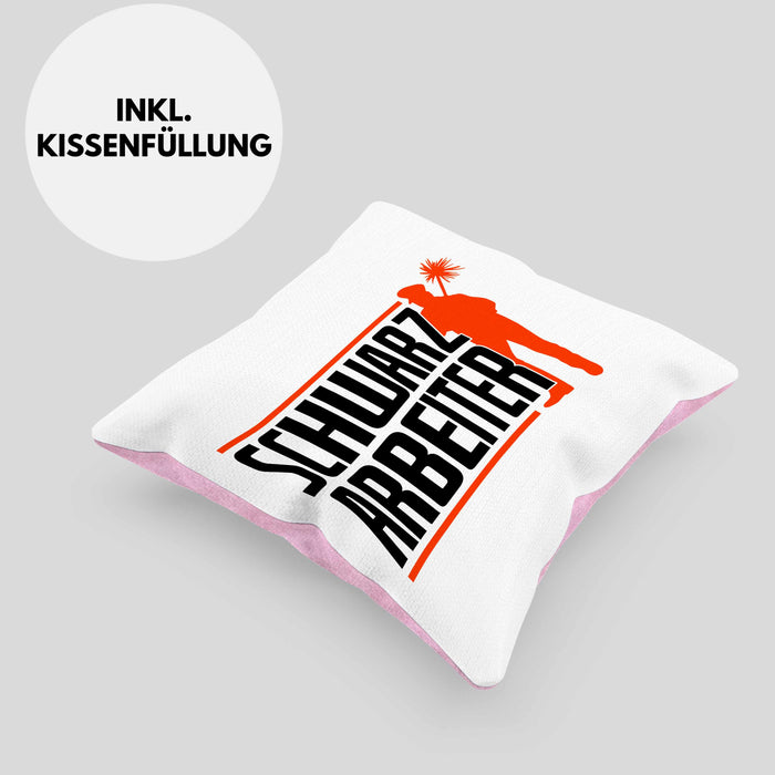 Lustiges Geschenk für Schornsteinfeger Spruch Geschenkdiee SchwarzarbeiterKissen mit Füllung 40x40 (Grau) Rosa Trendation