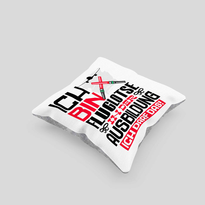 Fluglotse Ausbildung Kissen mit Füllung 40x40 Geschenk Ich Bin Fluglotse In Der Ausbildung Ich Darf Das Geschenkidee Spruch (Grau) Grau Trendation